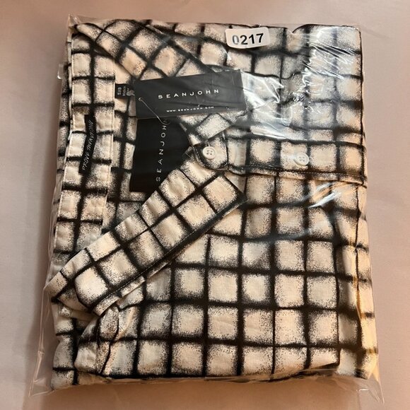 Sean John Mens Linen Blend Plaid Short Sleeve Shirt NWT - Picture 9 of 9